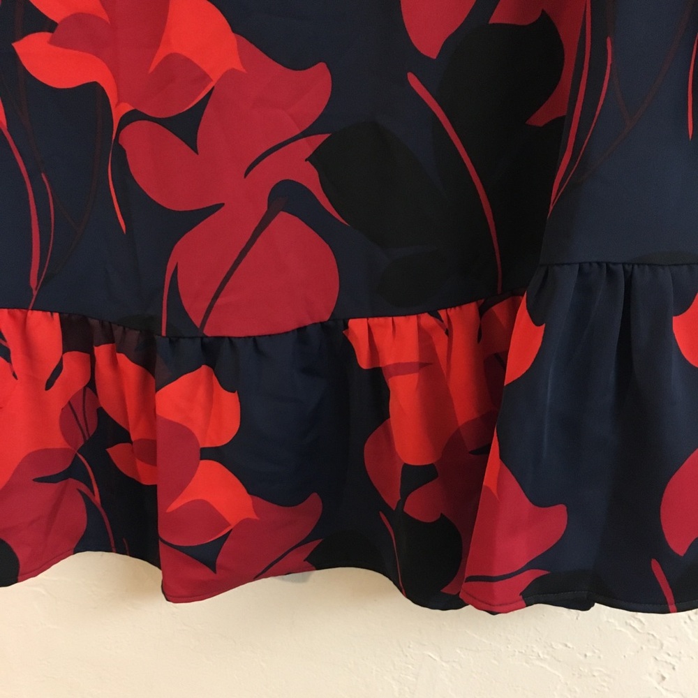 Halogen Long Sleeve Ruffle Floral Shift Dress Medium Spring Easter Party - Picture 5 of 9